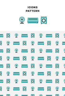 아이콘 패턴 사람없음 가전제품 패턴백그라운드 선풍기 에어컨 드럼세탁기 2D아이콘 AI파일 백그라운드 무늬 세탁기 파일형식 벡터