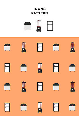 아이콘 패턴 사람없음 가전제품 패턴백그라운드 냉장고 밥솥 사운드믹서 2D아이콘 AI파일 음향기기 백그라운드 무늬 주방용품 파일형식 벡터