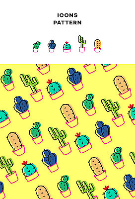 아이콘 화분 패턴 선인장 사람없음 패턴백그라운드 2D아이콘 AI파일 식물 백그라운드 무늬 파일형식 벡터
