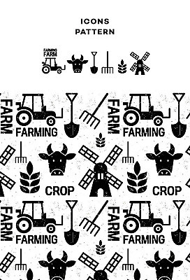 아이콘 패턴 농업 사람없음 풍차 패턴백그라운드 벼 소 농기구 삽 곡괭이 2D아이콘 AI파일 산업 백그라운드 무늬 포유류 곡류 파일형식 벡터