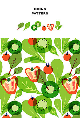 아이콘 패턴 채소 방울토마토 파프리카 키위 사람없음 패턴백그라운드 청경채 2D아이콘 AI파일 백그라운드 무늬 토마토 과일 파일형식 벡터