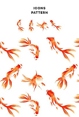 PSD 아이콘 ZIP 패턴 여러마리 사람없음 패턴백그라운드 금붕어 2D아이콘 다수 백그라운드 무늬 어류 파일형식