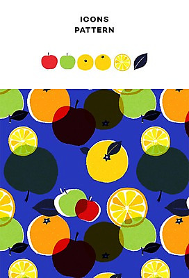 PSD 아이콘 ZIP 패턴 오렌지 과일 나뭇잎 귤 사람없음 패턴백그라운드 사과 청사과 2D아이콘 백그라운드 잎 무늬 파일형식