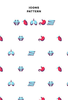 아이콘 패턴 의학 사람없음 패턴백그라운드 심장 허파 뇌 대장 위 2D아이콘 AI파일 백그라운드 무늬 장기_의학 호흡기관 방향 파일형식 벡터