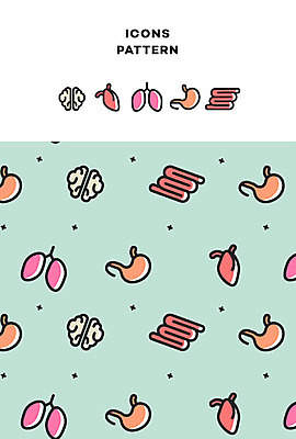 아이콘 패턴 의학 사람없음 패턴백그라운드 심장 허파 뇌 대장 위 2D아이콘 AI파일 백그라운드 무늬 장기_의학 호흡기관 방향 파일형식 벡터