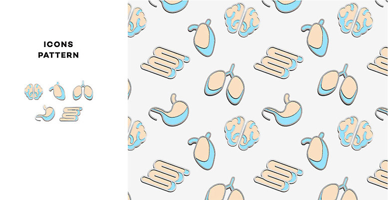 아이콘 패턴 의학 사람없음 패턴백그라운드 심장 허파 뇌 대장 위 2D아이콘 AI파일 백그라운드 무늬 장기_의학 호흡기관 방향 파일형식 벡터