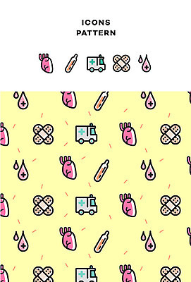 아이콘 패턴 의학 사람없음 패턴백그라운드 심장 반창고 혈액 온도계 체온계 구급차 2D아이콘 AI파일 백그라운드 무늬 자동차 의료용품 장기_의학 파일형식 벡터