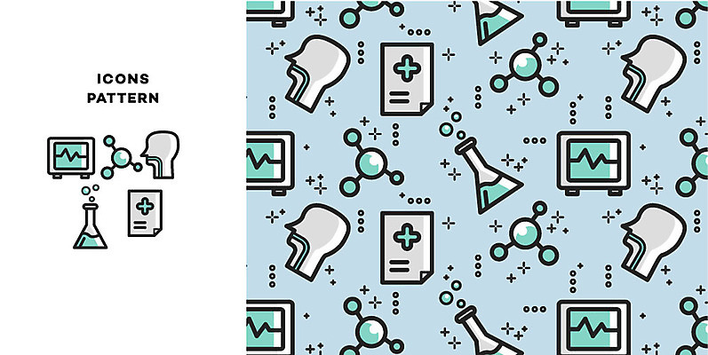 아이콘 종이 패턴 의학 사람없음 패턴백그라운드 DNA 삼각플라스크 식도 심전도모니터 2D아이콘 AI파일 백그라운드 무늬 장기_의학 생명공학 플라스크 파일형식 벡터