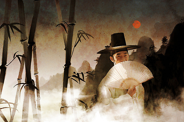 JPG 편집이미지 전통 남자 캘리그라피 산 수묵화 한명 서기 20대 성인 앞모습 한국인 부채 역사 한복 대나무 산수화 선비 디지털아트 성인남자한명만 사극 편집실사 갓모자 나무 모자_잡화 1 한국전통 뷰포인트 모션 전통소품 미술 사람 동양인 청년 전통의상 동양화 CG 남자한명만 성인남자만 파일형식