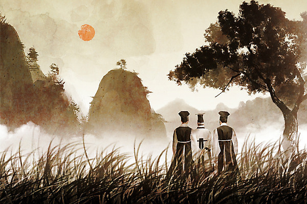 JPG 나무 편집이미지 전통 남자 캘리그라피 산 수묵화 20대 성인 뒷모습 세명 30대 태양 한국인 풀잎 역사 연기 60대 한복 산수화 디지털아트 성인만 사극 유생 유생복 편집실사 갓모자 자연요소 식물 모자_잡화 한국전통 노년 뷰포인트 잎 전통소품 미술 사람 동양인 청년 장년 풀_식물 전통의상 동양화 CG 선비 파일형식