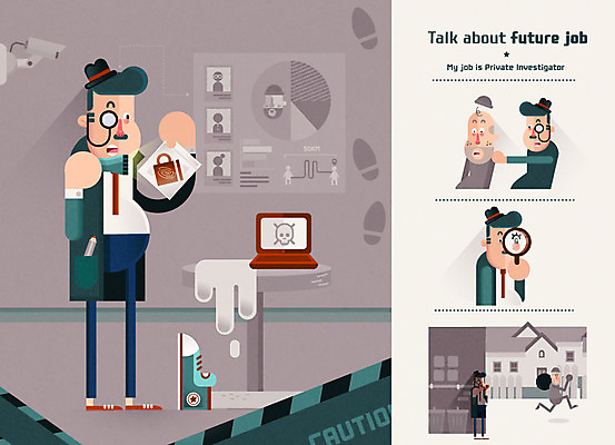 직업 캐릭터 남자 일러스트 탁자 돋보기 직업캐릭터 여러명 성인 노트북 손전등 도둑 사건 탐정 국내일러스트 일러캐릭터 AI파일 가구 다수 조명 사람 전자제품 범죄인 파일형식 벡터