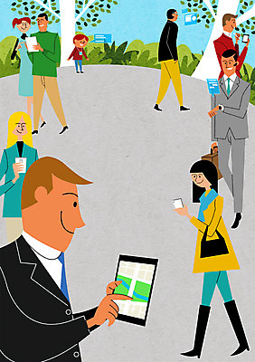 PSD 나무 여자 남자 어린이 일러스트 거리 여러명 성인 스마트폰 스마트기기 태블릿 스마트 스마트워치 국내일러스트 식물 다수 컨셉 사람 전자제품 핸드폰 웨어러블 파일형식