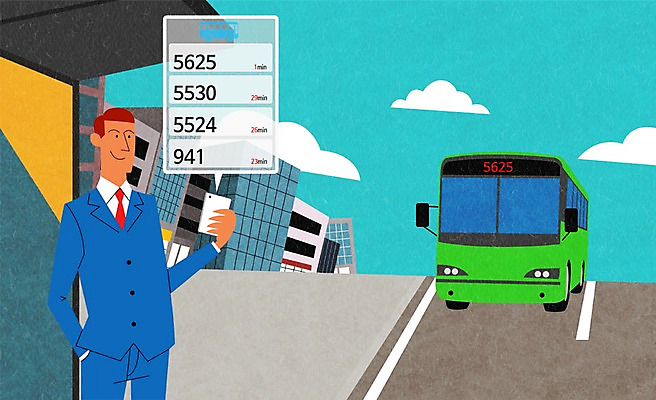 PSD 구름 남자 도로 일러스트 버스 한명 빌딩 성인 스마트폰 스마트기기 버스정류장 스마트 버스노선도 국내일러스트 자연요소 1 길 육상교통 컨셉 교통시설 대중교통 사람 건물 전자제품 핸드폰 역 노선도 파일형식