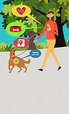 PSD 나무 공원 여자 일러스트 한명 성인 스마트폰 스마트기기 산책 강아지 스마트 개밥그릇 반려 국내일러스트 식물 1 그릇 공공시설 컨셉 휴식 사람 전자제품 핸드폰 반려동물 개 애견용품 파일형식