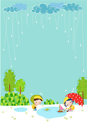 나무 구름 여자 교육 남자 어린이 일러스트 우산 나뭇잎 두명 비 웅덩이 우비 배모형 프레임일러스트 국내일러스트 AI파일 자연요소 식물 옷 잎 날씨 프레임 사람 모형 파일형식 벡터