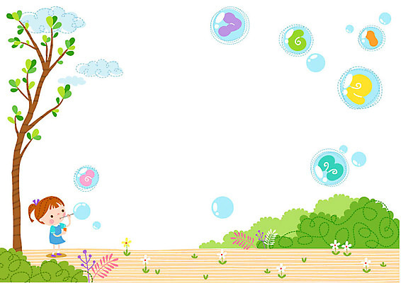 나무 구름 여자 교육 꽃 어린이 일러스트 한명 비눗방울 비눗방울놀이 프레임일러스트 국내일러스트 AI파일 자연요소 식물 1 놀이 프레임 사람 파일형식 벡터