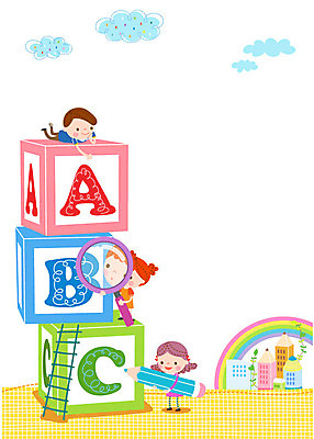 구름 알파벳 여자 교육 남자 어린이 무지개 일러스트 사다리 돋보기 색연필 영어교육 세명 연필 프레임일러스트 국내일러스트 AI파일 자연요소 영어 학용품 프레임 사람 필기구 도구 파일형식 벡터