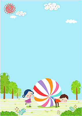 나무 구름 여자 교육 남자 어린이 일러스트 공 두명 태양 공굴리기 프레임일러스트 국내일러스트 AI파일 자연요소 식물 프레임 사람 굴리기 파일형식 벡터