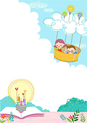 구름 여자 교육 남자 어린이 일러스트 전구 두명 책 연필 열기구 풀잎 프레임일러스트 국내일러스트 AI파일 자연요소 잎 항공교통 학용품 프레임 사람 필기구 풀_식물 파일형식 벡터