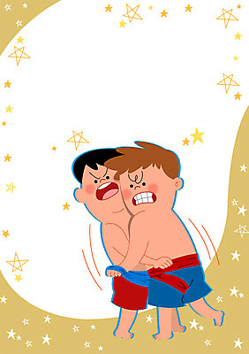 PSD 남자 별 어린이 스포츠 일러스트 청소년 프레임 두명 씨름 씨름선수 씨름경기 씨름복 국내일러스트 자연요소 운동선수 사람 경기 전통놀이 파일형식