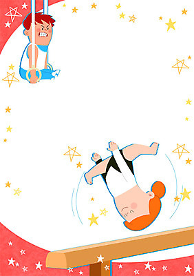 PSD 여자 남자 별 어린이 스포츠 일러스트 청소년 프레임 두명 체조선수 체조 도마체조 링체조 체조경기 국내일러스트 자연요소 운동선수 사람 경기 운동 파일형식