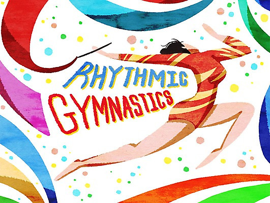 PSD 여자 리본 스포츠 일러스트 한명 성인 역동적 리듬체조 리듬체조선수 국내일러스트 1 컨셉 운동선수 사람 파일형식