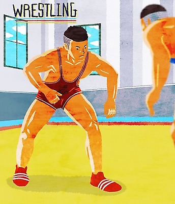 PSD 남자 스포츠 일러스트 창문 실내 성인 두명 레슬링 레슬링선수 레슬링경기 레슬링복 국내일러스트 운동선수 사람 경기 내부 격투기 파일형식