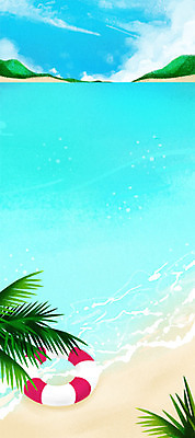 PSD 구름 바다 백그라운드 일러스트 자연 하늘 휴가 해변 사람없음 여름 모래사장 휴양지 튜브 야자수잎 파라다이스 국내일러스트 자연요소 계절 잎 장소 생태계 파일형식