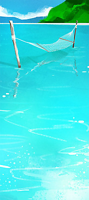 PSD 구름 바다 백그라운드 일러스트 자연 하늘 휴가 해변 사람없음 여름 휴양지 해먹 파라다이스 국내일러스트 자연요소 계절 장소 침대 생태계 파일형식