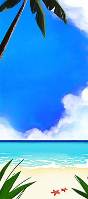 PSD 구름 바다 백그라운드 일러스트 자연 하늘 휴가 불가사리 해변 사람없음 여름 모래사장 야자수 휴양지 파라다이스 트로피컬아트 국내일러스트 자연요소 나무 계절 극피동물 장소 그림 생태계 파일형식