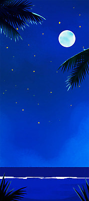 PSD 바다 백그라운드 일러스트 자연 밤하늘 휴가 해변 사람없음 여름 모래사장 달 야간 휴양지 야자수잎 파라다이스 국내일러스트 자연요소 계절 잎 하늘 장소 생태계 파일형식