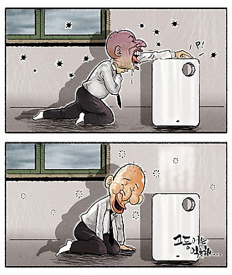 PSD 남자 일러스트 창문 실내 성인 두명 환경오염 오염 대기오염 공기청정기 미세먼지 국내일러스트 컨셉 사람 내부 가전제품 먼지 파일형식