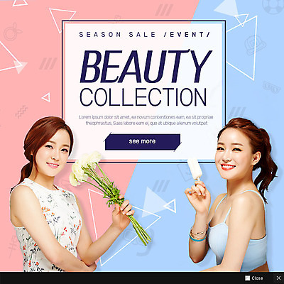 PSD 템플릿 여자 꽃 웹템플릿 팝업 이벤트팝업 웹팝업 이벤트 20대 성인 두명 쇼핑 세일 한국인 막대아이스크림 이미지템플릿 식물 아이스크림 사람 동양인 청년 파일형식