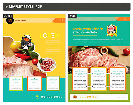 템플릿 ZIP 포스터 리플렛 식재료 생고기 육류 돼지고기 사람없음 요식업 전단템플릿 전단 돼지캐릭터 등갈비 흑돼지 목심 인디자인 INDD 이미지템플릿 산업 동물캐릭터 돼지 홍보물 파일형식