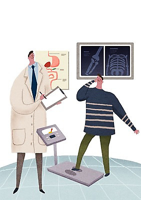 PSD 여자 남자 어린이 일러스트 엑스레이 병원 성인 두명 진료 환자 의사 몸무게 신체검사 건강검진 몸무게검사 몸무게재기 서류판 국내일러스트 의학 사람 사무용품 의료진 검사_조사 파일형식