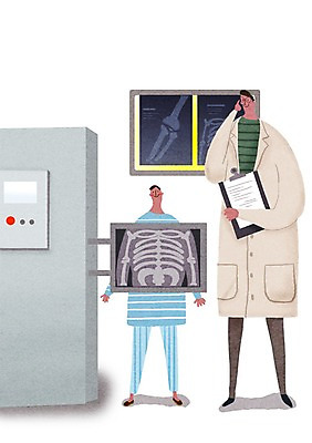 PSD 남자 어린이 일러스트 엑스레이 병원 성인 두명 진료 환자 의사 신체검사 건강검진 서류판 국내일러스트 의학 사람 사무용품 의료진 검사_조사 파일형식