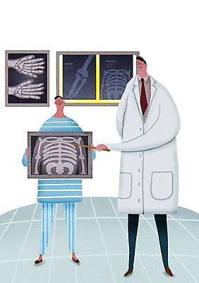 PSD 남자 어린이 일러스트 엑스레이 병원 성인 두명 진료 환자 의사 신체검사 건강검진 국내일러스트 의학 사람 의료진 검사_조사 파일형식