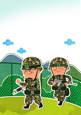 PSD 구름 남자 일러스트 산 성인 두명 군인 총 군복 군용 철망 군모 군인캐릭터 보초 일러캐릭터 자연요소 직업 캐릭터 무기 유니폼 군대 사람 국군 파일형식