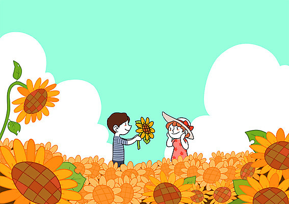 주간 PSD 커플 여자 남자 프로포즈 일러스트 해바라기 성인 야외 두명 여름 시골 고향 모자가게 국내일러스트 자연요소 계절 꽃 관계 사람 상점 파일형식