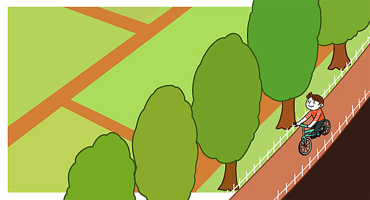 주간 PSD 나무 남자 어린이 일러스트 논 한명 자전거 시골 고향 시골길 국내일러스트 자연요소 식물 1 길 농업 사람 바이크 파일형식