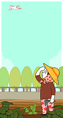 주간 PSD 나무 여자 밭 일러스트 비행기 한명 성인 야외 시골 농부 밀짚모자 고향 밭일 국내일러스트 자연요소 식물 직업 모자_잡화 1 농업 항공교통 대중교통 사람 파일형식