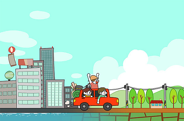 주간 PSD 나무 여자 남자 어린이 일러스트 자동차 산 주택 논 빌딩 성인 야외 세명 시골 도시 이사 고향 국내일러스트 자연요소 식물 육상교통 농업 사람 건물 파일형식