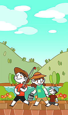 주간 PSD 나무 여자 남자 꽃 어린이 일러스트 가족 낚시 산 성인 세명 강 시골 낚싯대 밀짚모자 고향 국내일러스트 자연요소 식물 모자_잡화 관계 레저 사람 낚시용품 파일형식