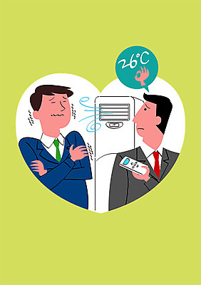 PSD 남자 포스터 일러스트 건강 성인 두명 건강관리 청결 예절 리모컨 에어컨 예방 온도 매너 건강수칙 냉방병 실내온도 적정온도 국내일러스트 관리 사람 가전제품 위생 질병 파일형식