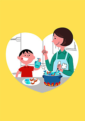 PSD 여자 남자 포스터 어린이 일러스트 조개 새우 프레임 건강 어류 요리 들기 소년 성인 두명 손들기 건강관리 앞치마 청결 하트 가르침 냄비 해산물 국자 예방 가열 건강수칙 끓이기 식중독 감염예방 국내일러스트 모양 교육 모션 주방용품 어패류 관리 갑각류 사람 수중동물 위생 솥 사회이슈 감염 파일형식