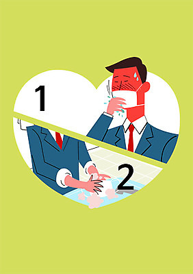 PSD 남자 포스터 일러스트 건강 마스크 성인 두명 건강관리 청결 예절 감기 세면대 예방 감염 손씻기 매너 건강수칙 코로나바이러스 국내일러스트 관리 사람 바이러스 위생 씻기 질병 파일형식