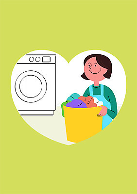 PSD 여자 포스터 일러스트 건강 한명 성인 건강관리 청결 예절 빨래 예방 세탁기 매너 건강수칙 드럼세탁기 빨랫감 국내일러스트 1 가사 관리 사람 가전제품 위생 파일형식