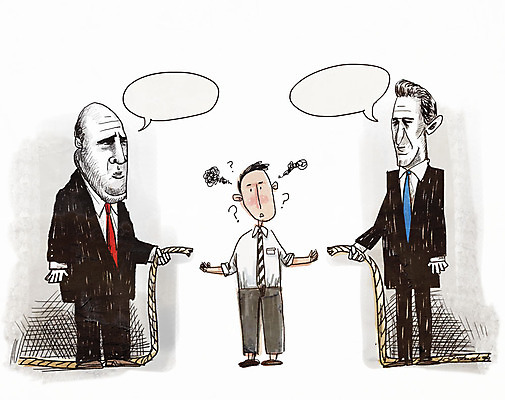 PSD 남자 밧줄 말풍선 일러스트 직장 성인 세명 물음표 직장인 비즈니스맨 고민 정치 국내일러스트 직업 기호 감정 줄 회사 비즈니스 사람 파일형식