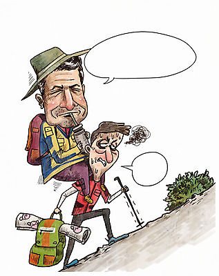 PSD 남자 말풍선 일러스트 배낭 직장 성인 두명 등산 직장인 비즈니스맨 등산복 업기 등산모자 무등산 국내일러스트 직업 모자_잡화 옷 가방 회사 비즈니스 모션 산 사람 트래킹 광주 파일형식