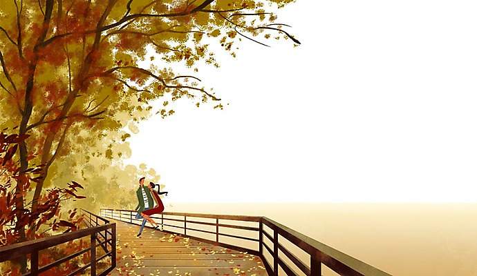 PSD 나무 커플 여자 남자 백그라운드 낙엽 일러스트 자연 풍경 성인 두명 강 산책로 가을 감성 가을배경 국내일러스트 식물 계절 길 컨셉 잎 관계 사람 생태계 파일형식 가을_계절
